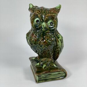 Vintage Ceramic Owl Bookend Figurine, Wise Old Owl